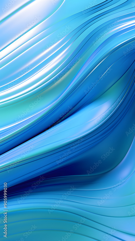 Fototapeta premium Digital blue and silver metal curve abstract graphic poster background