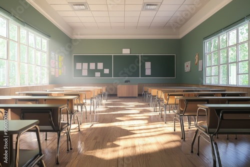 Empty School Classroom Interior created with Generative AI