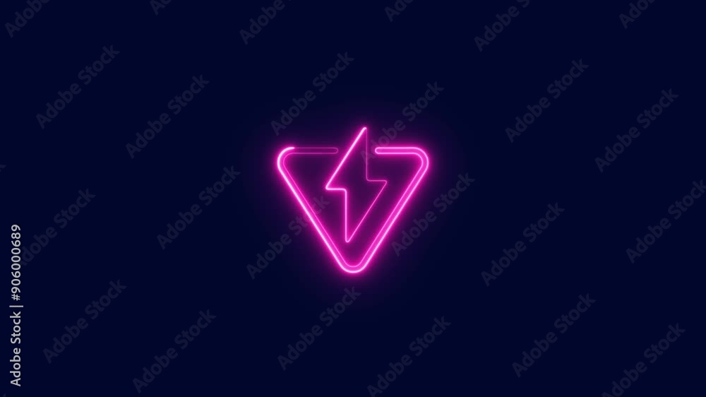 Neon Thunder storm icon, Power symbol animation icon. Neon Thunder storm icon, Power symbol animation icon.