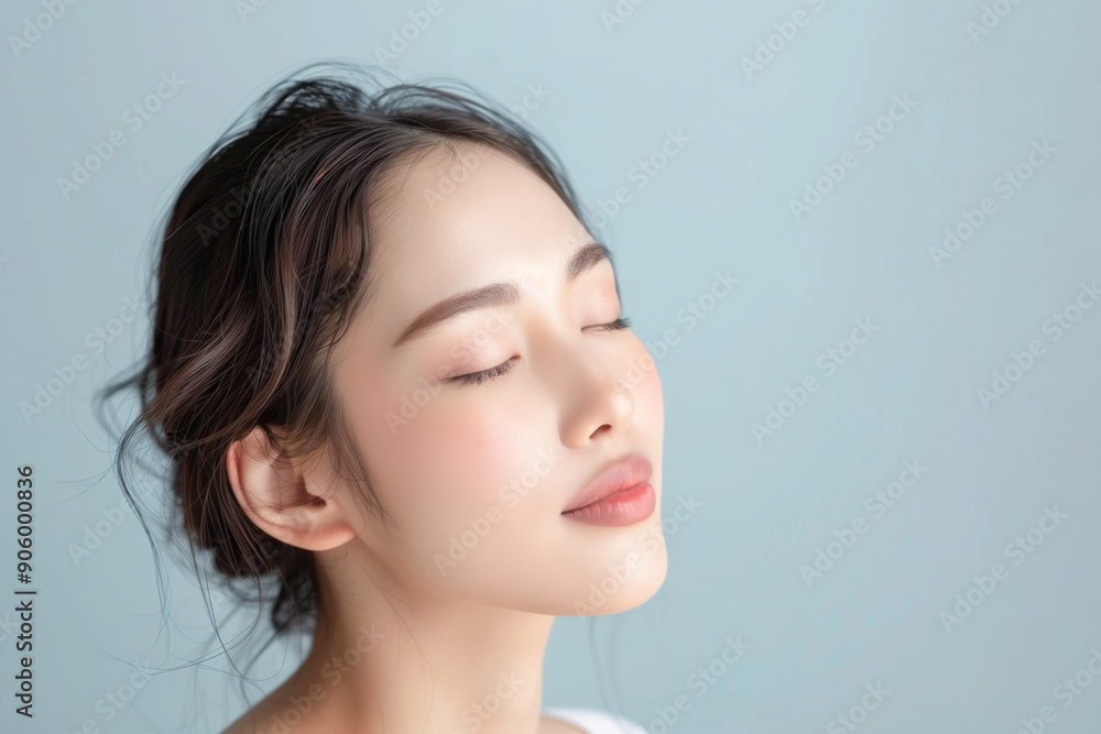 Woman with eyes closed, beautiful skin. Copy space. Skin care concept. Woman with eyes closed, beautiful skin. Copy space. Skin care concept.