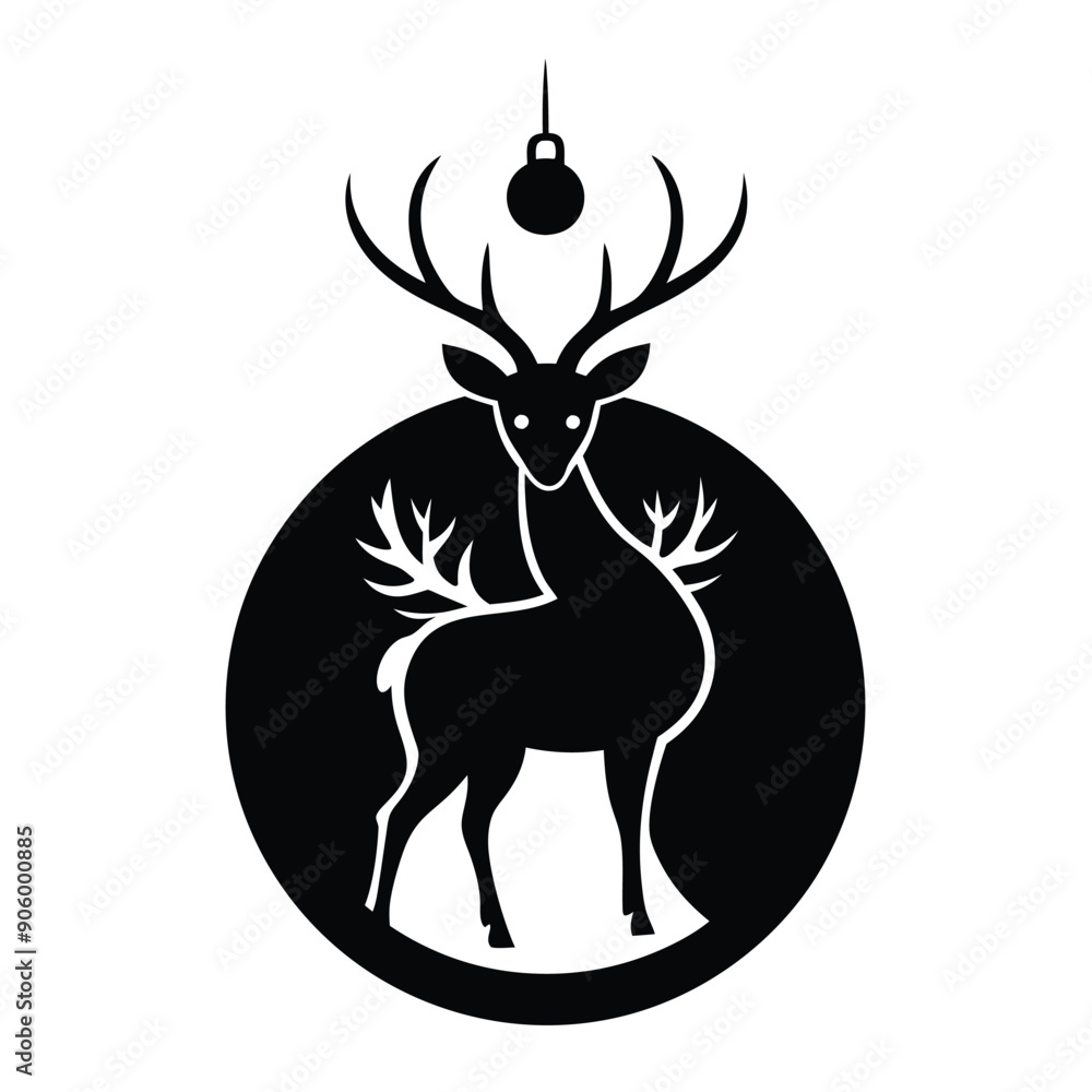 Fototapeta premium Silhouette of a Deer Inside a Christmas Ornament