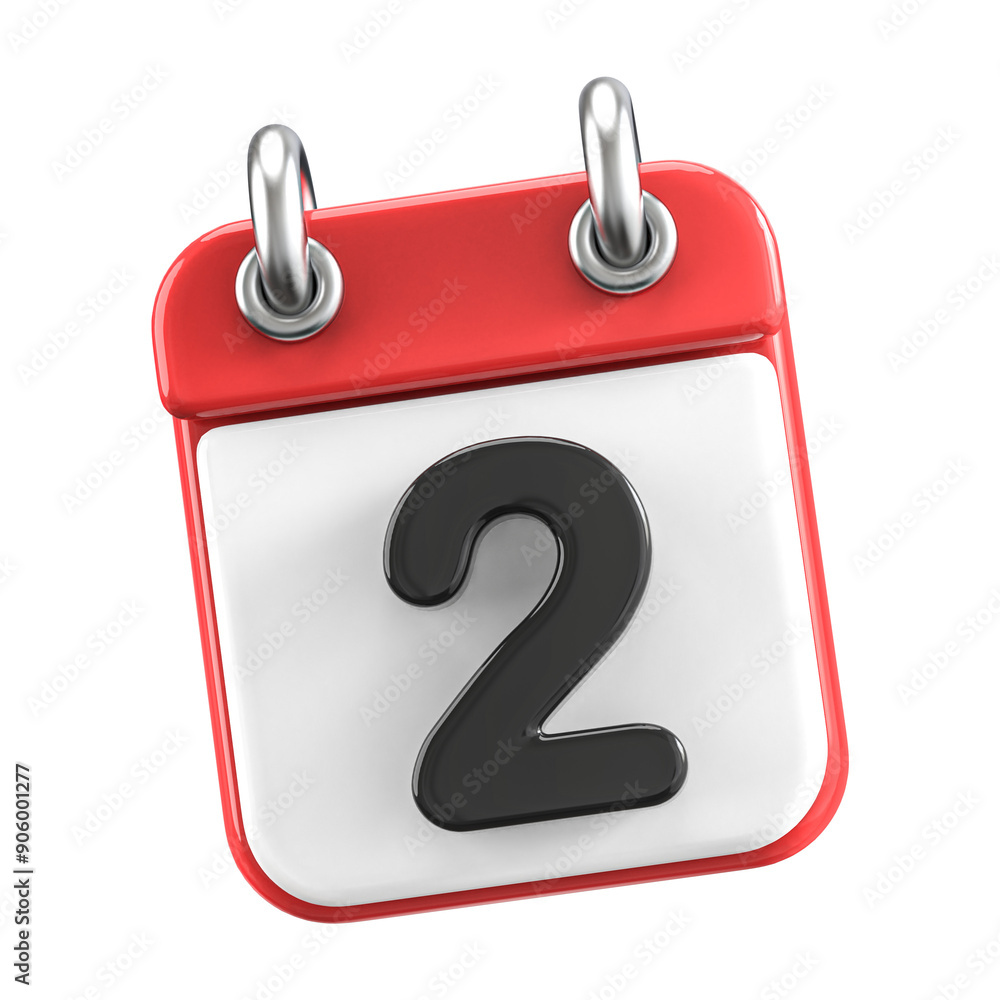 Calendar Day 2 . 3D illustration Calendar Day 2 . 3D illustration