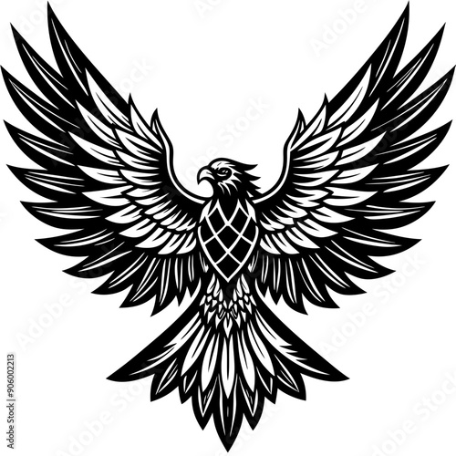 A flying eagle with wings silhouette vector illustration