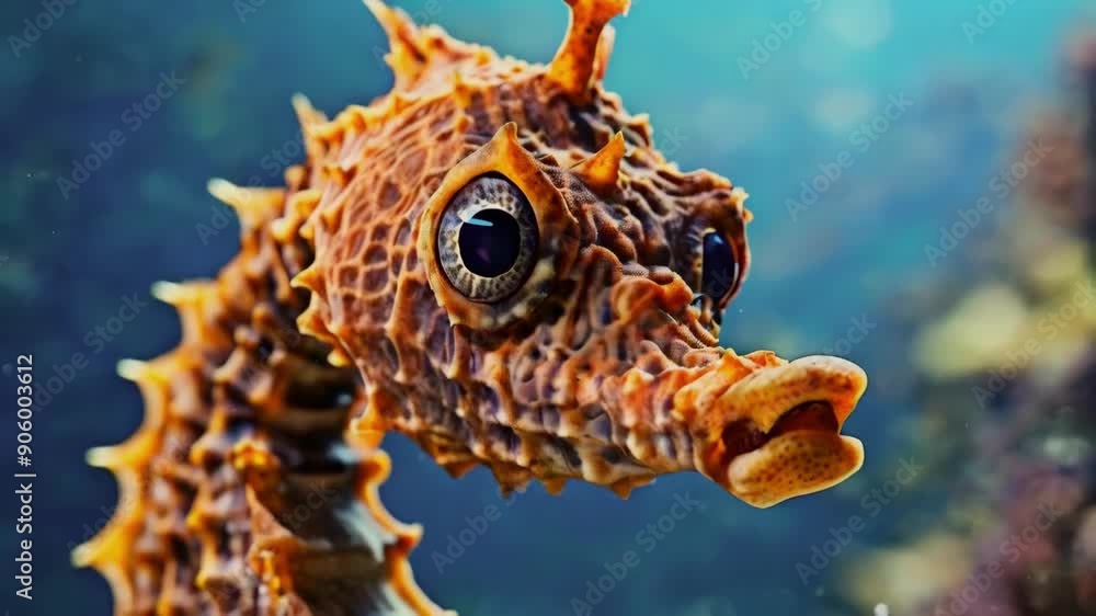 Close-up of seahorse in underwater habitat Close-up of seahorse in underwater habitat
