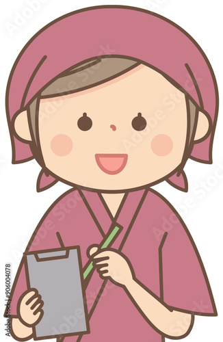 注文をとる和食料理屋の女性