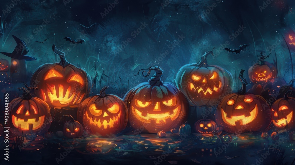 Candle lit Halloween Pumpkins Candle lit Halloween Pumpkins