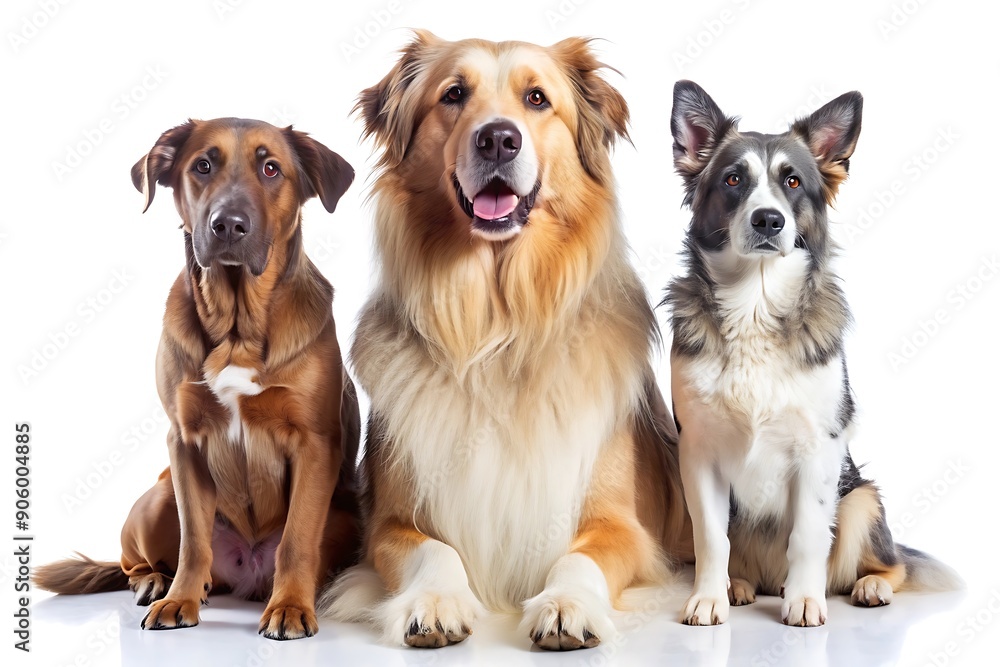 Three Dogs Sitting Together. Three Dogs Sitting Together.