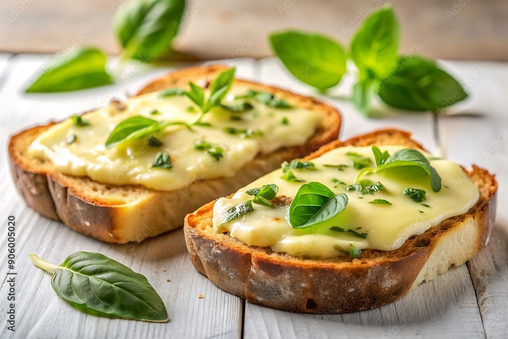 Trio of gourmet open-faced toasts topped with fresh tomatoes, basil, and creamy cheese Trio of gourmet open-faced toasts topped with fresh tomatoes, basil, and creamy cheese