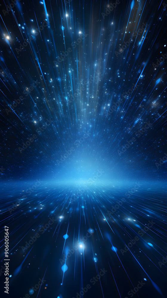 Fototapeta premium Digital blue star glitter geometric abstract graphics poster background