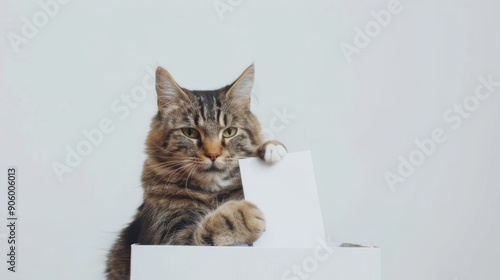 Wallpaper Mural Cat putting ballot into voting box on white background Torontodigital.ca