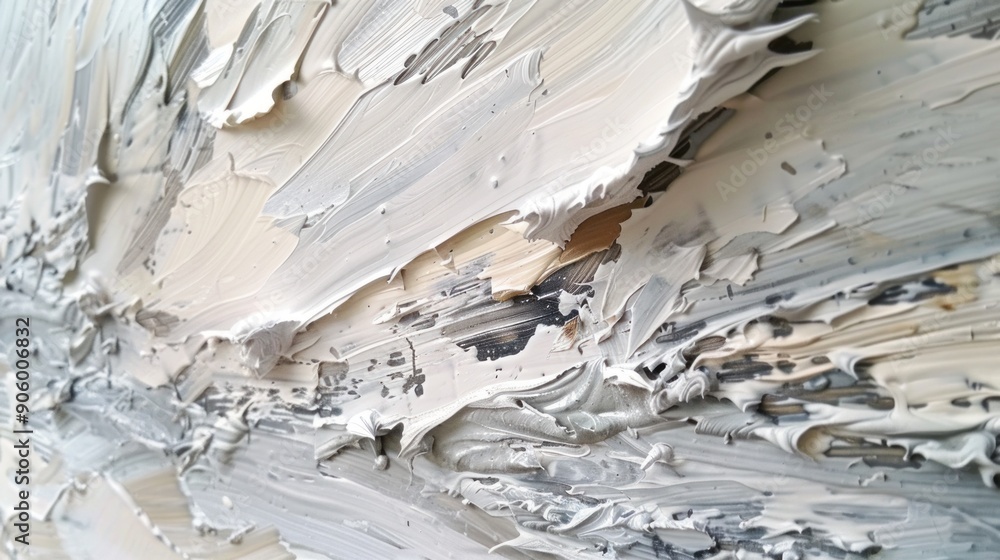Abstract Impasto Painting with White and Gray Abstract Impasto Painting with White and Gray
