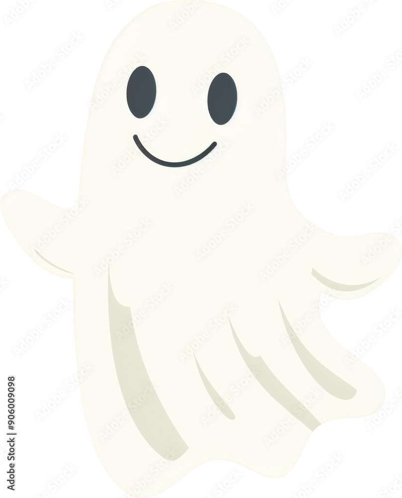 Cheerful cartoon ghost floating isolated on transparent background. Cheerful cartoon ghost floating isolated on transparent background.