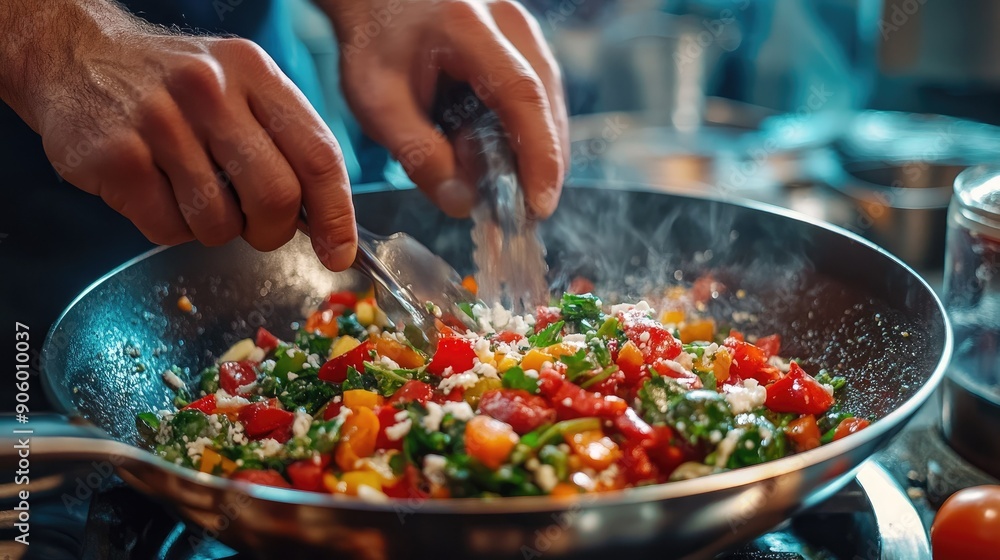 Cooking Fresh Stir-Fry Vegetables in a Hot Pan: Vibrant Colors and Healthy Ingredients Cooking Fresh Stir-Fry Vegetables in a Hot Pan: Vibrant Colors and Healthy Ingredients