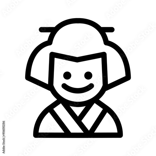 Geisha icon in thin line style vector illustration graphic design