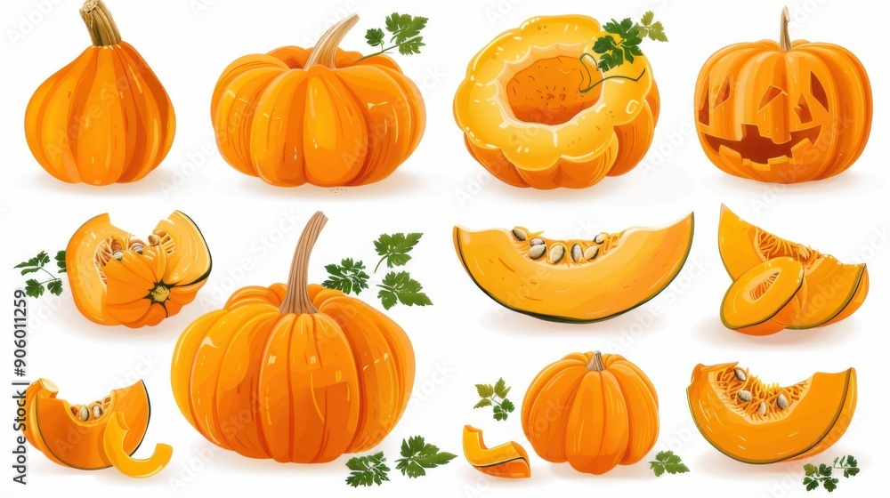 Single mini pumpkin isolated on white Single mini pumpkin isolated on white