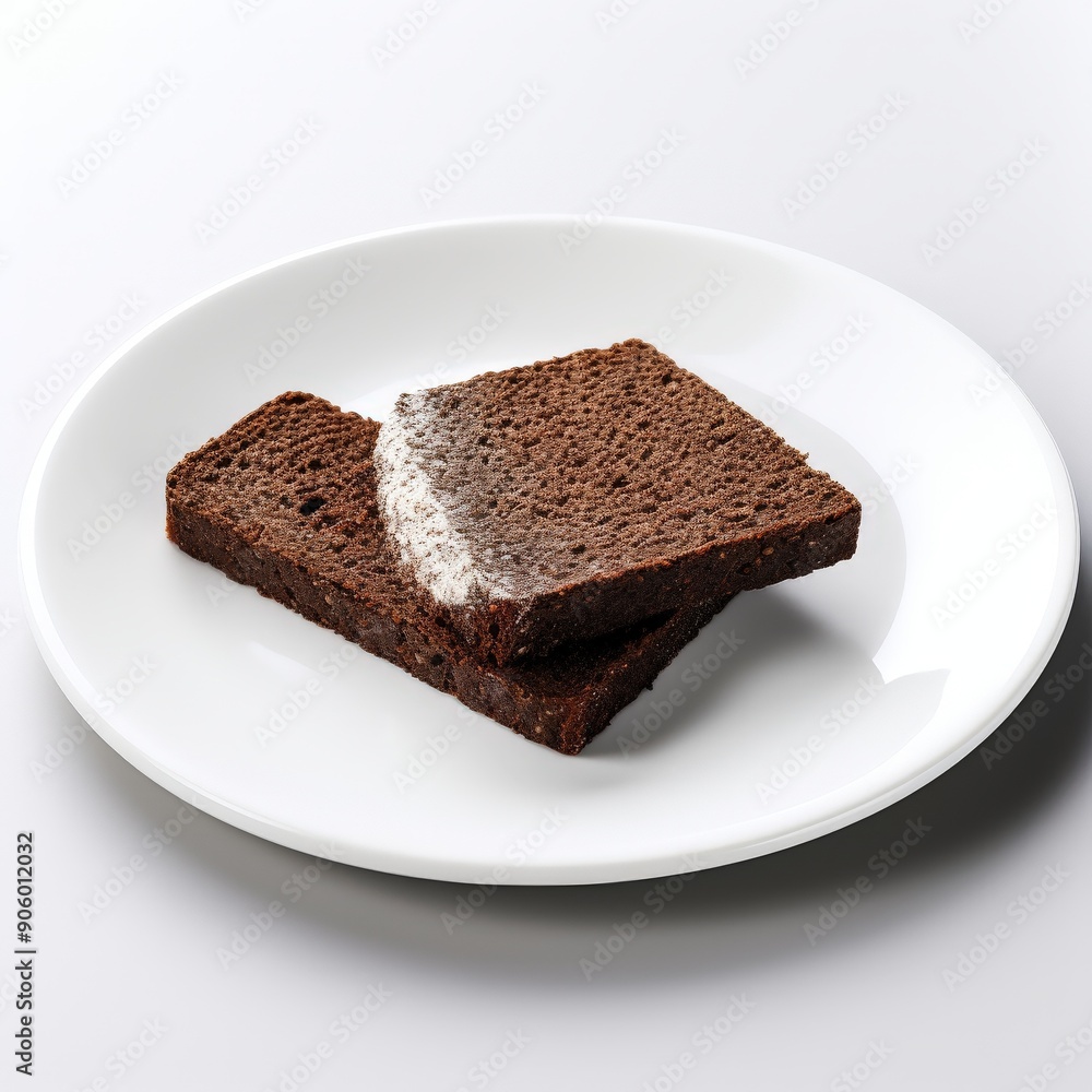 Scrumptious slices of dark chocolate cake on a white plate Scrumptious slices of dark chocolate cake on a white plate