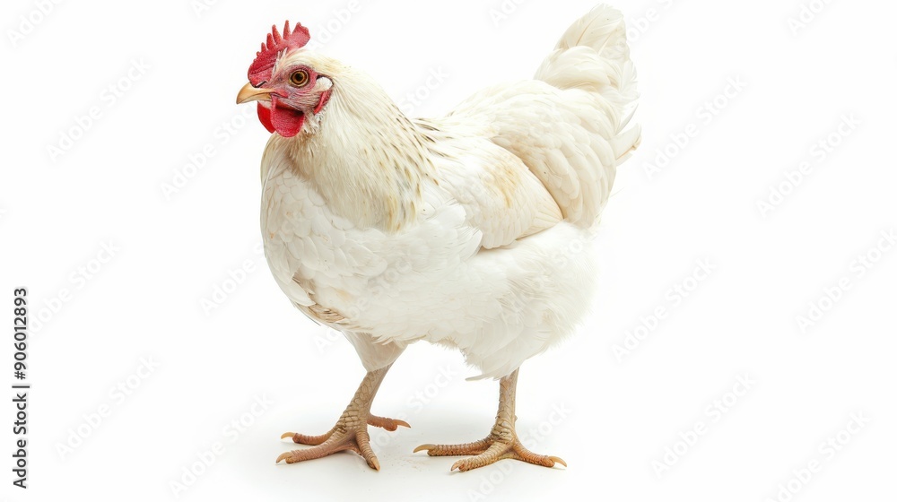 Fototapeta premium chicken looking close to the floor.