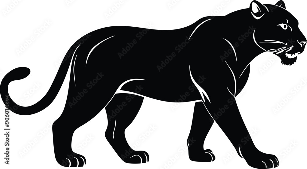 Obraz premium Black panther silhouette vector illustration