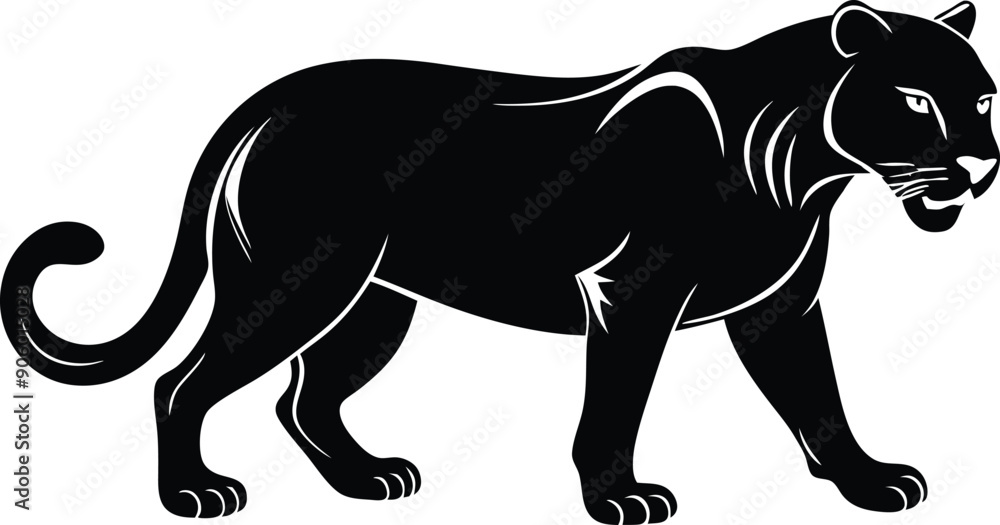 Obraz premium Black panther silhouette vector illustration 