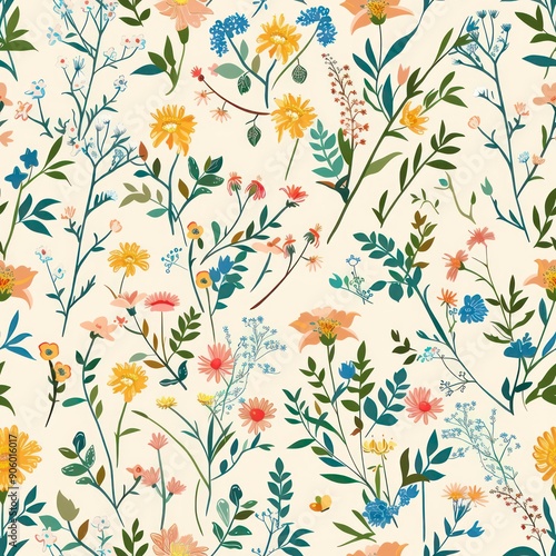 seamless pattern spring floral design 