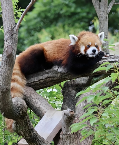 red panda in tree