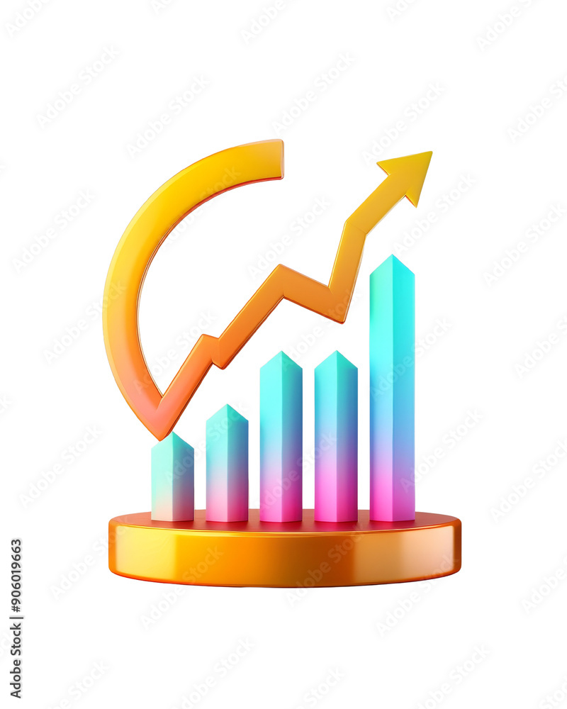 A vibrant 3D growth chart symbolizing business success and increase in profit. Ideal for financial and marketing illustrations. A vibrant 3D growth chart symbolizing business success and increase in profit. Ideal for financial and marketing illustrations.