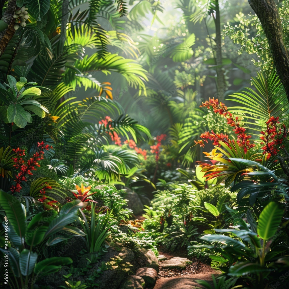 3D tropical rainforest hike with exotic plants and wildlife 3D tropical rainforest hike with exotic plants and wildlife