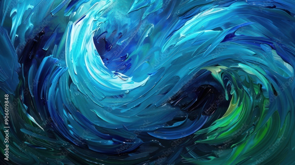 Abstract Swirling Blue and Green Oil Painting Abstract Swirling Blue and Green Oil Painting