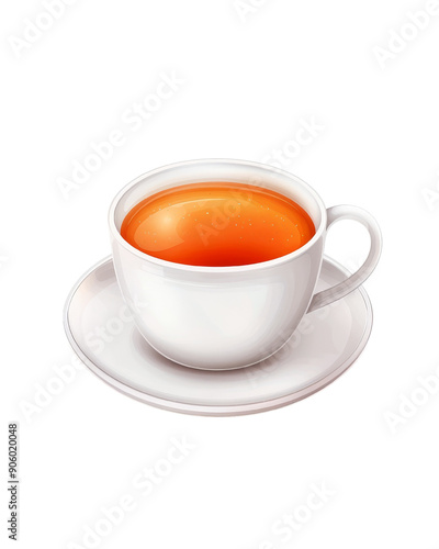 A vibrant cup of tea served in a classic white cup, perfect for a cozy moment or a refreshing break.