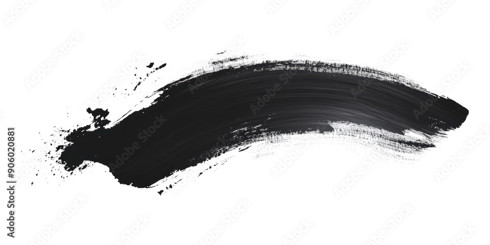 Black ink brush stroke, Black brush splashes isolated on transparent Black ink brush stroke, Black brush splashes isolated on transparent