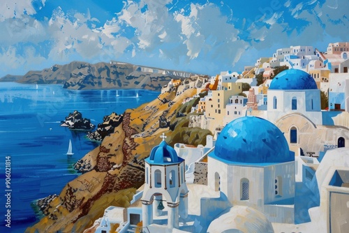 Blue Dome Church on the Cliffs of Santorini