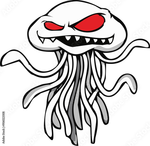 Halloween cartoon spooky jellyfish monster