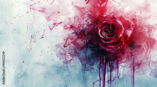 Fototapeta Naklejka Na Ścianę i Meble -  White tie dye print turned into watercolor ink resembling dirty art with a rose paintbrush effect blood graffiti style oil brush and brushed paper with medical grunge