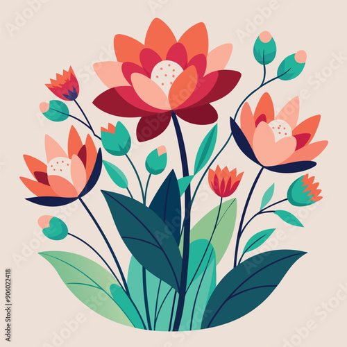 a drawing of flowers with leaves and leaves