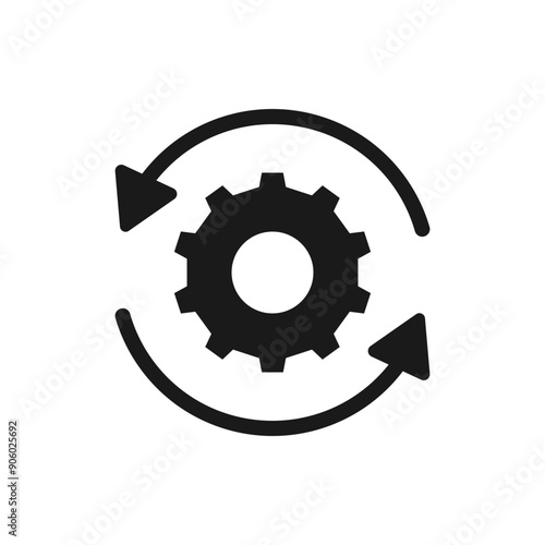 Recovery gear. Workflow, productivity, optimization icon flat style isolated on white background. Vector illustration