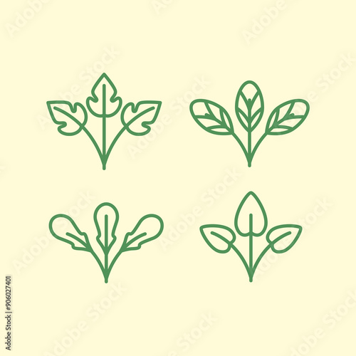 grass plant type set icon design vector