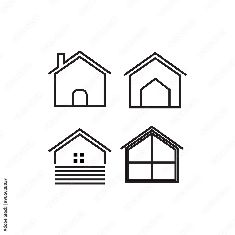 modern minimalist line houses set icon design vector modern minimalist line houses set icon design vector