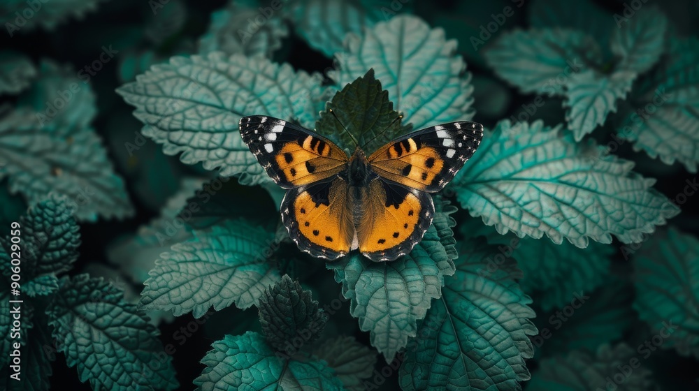 Butterfly on Green Leaves