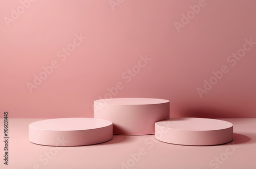 Pink Podiums on Pink Background for Product Display. Made with Generative AI Technology