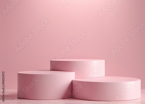 Pink Podiums on Pink Background for Product Display. Made with Generative AI Technology