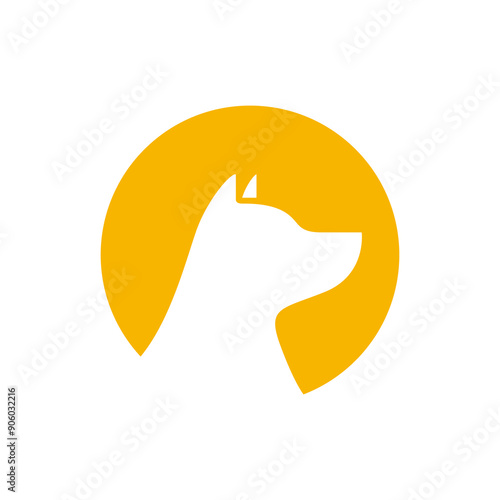 head dog pet side view simple logo design vector
