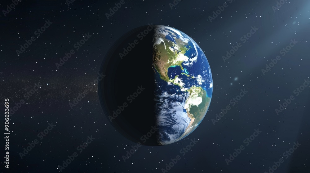 Obraz premium The Earth's orbit and rotation create day and night cycles