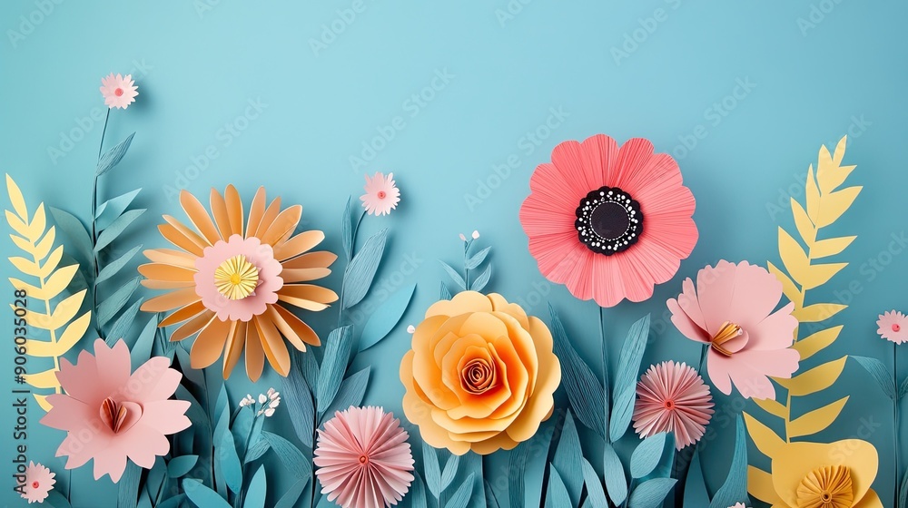 Colorful Paper Cut Flowers with Intricate Details and Designs Colorful Paper Cut Flowers with Intricate Details and Designs