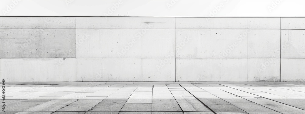 Obraz premium Minimal wall , empty, solid wall, urban minimalism, side view, linear perspective composition, white wall,