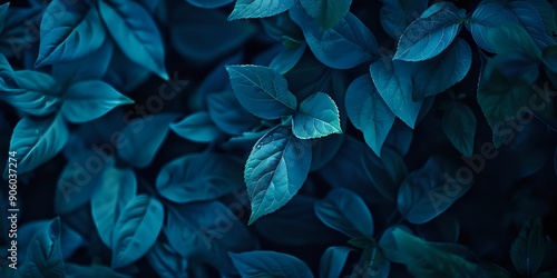 Deep Blue Leaves Create Lush, Textured Background in Nature's Embrace