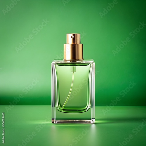 perfume bottle mockup with green background