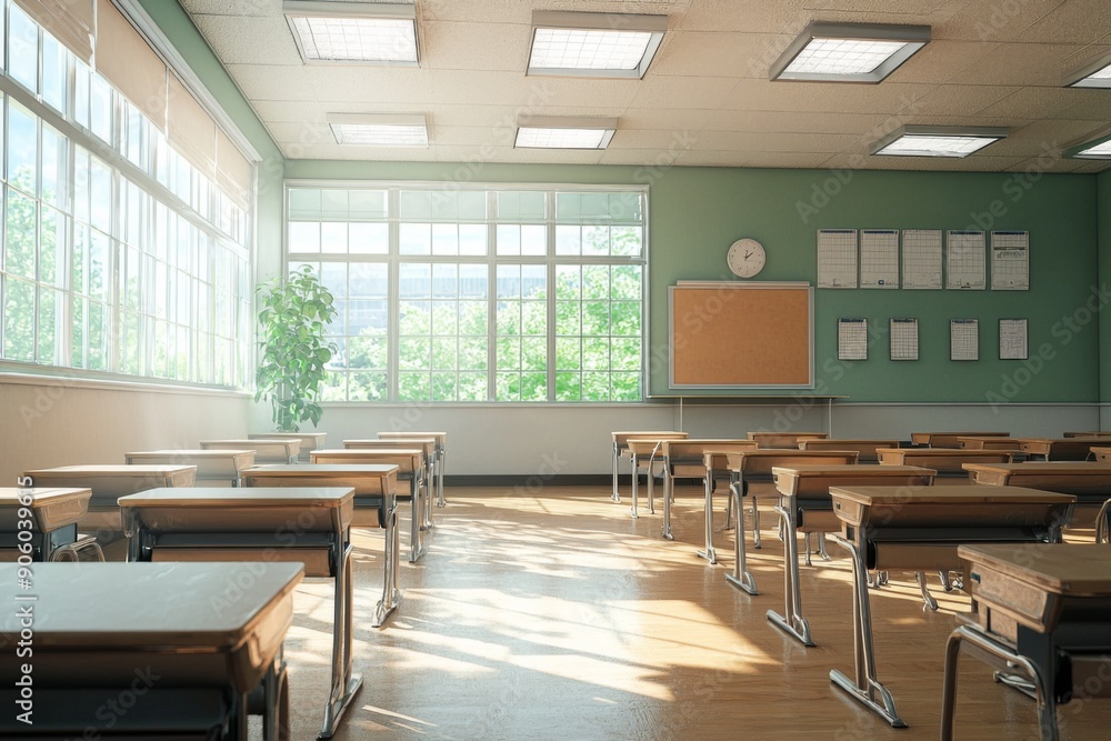 Fototapeta premium Empty School Classroom Interior created with Generative AI