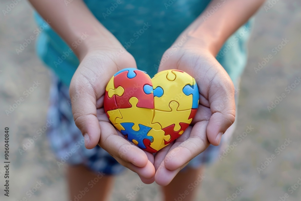 Child's Hands Holding a Puzzle Heart Child's Hands Holding a Puzzle Heart