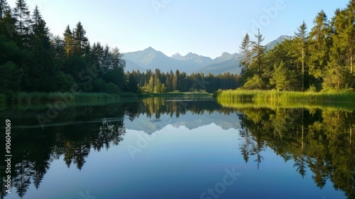 The serenity of a quiet lake reflects the peacefulness of nature.