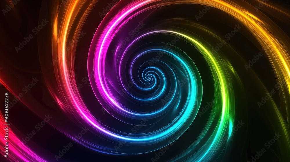 A vibrant, swirling pattern of light in a rainbow of colors A vibrant, swirling pattern of light in a rainbow of colors